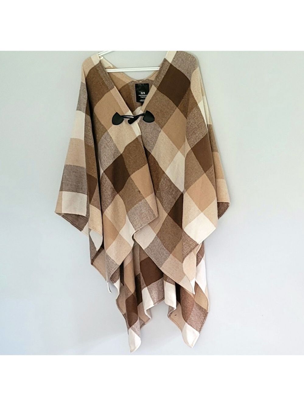 Women's Plaid Binding Cape Shawl Wrap One Size Fits All